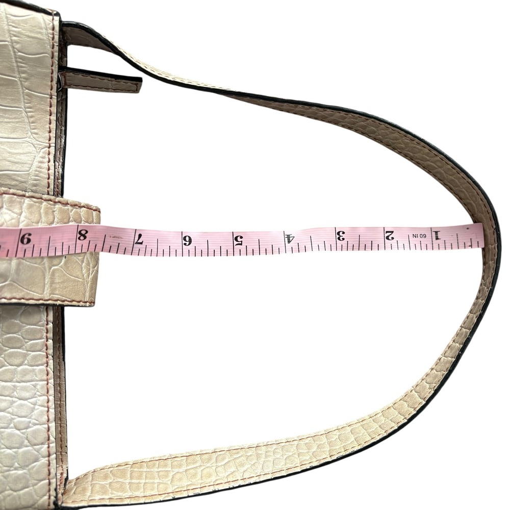 Guess Y2K Cream Croc Embossed Baguette Shoulder Bag Silver G Logo Purse McBling - Picture 11 of 11